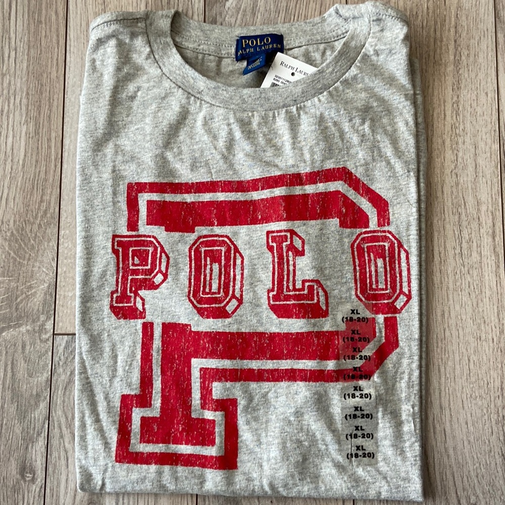 Polo Ralph  Lauren boys XL 18-20 Short sleeves TShirt Grey NWT